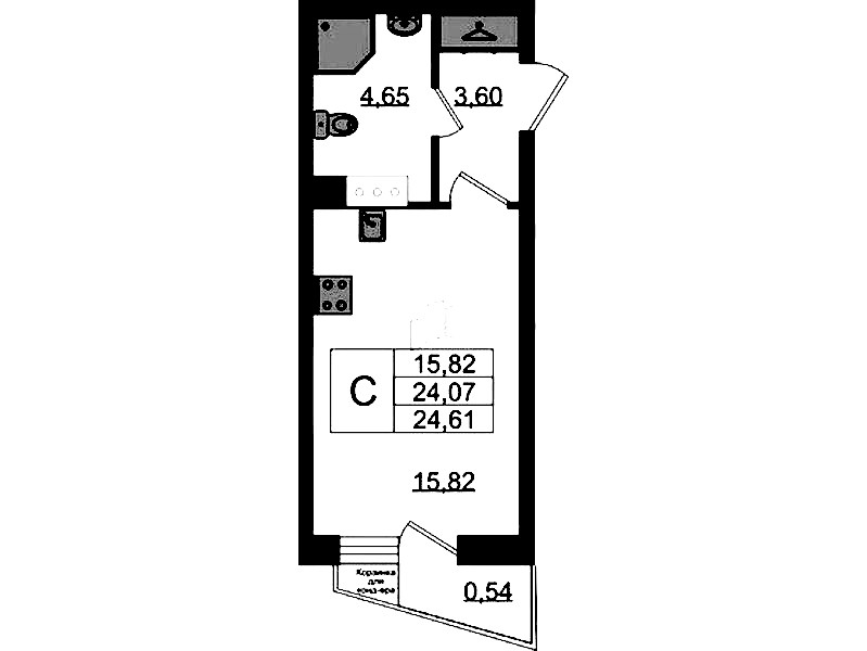 Квартира студия 24.61 м², 7/11 эт., ЖК «VEREN NORT Сертолово»